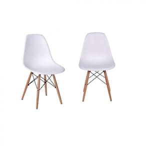 Conjunto 2 Cadeiras Eames DKR Base Madeira OR Design Branco