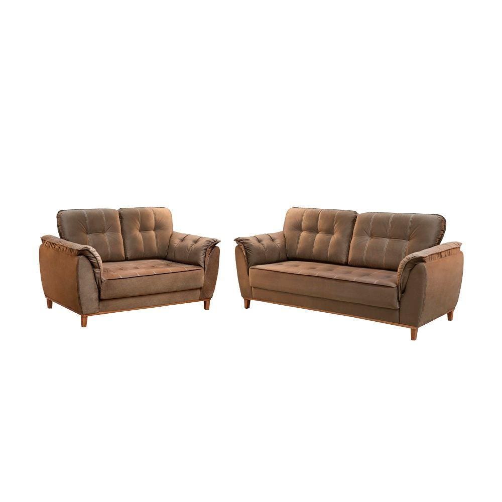 Conjunto de Sofas 2 e 3 Lugares Modelo 270 Rondomoveis Corino Cafe