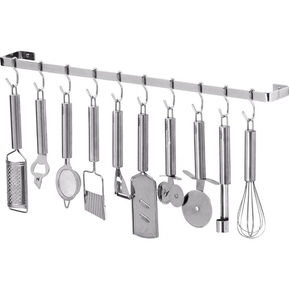 Porta Utensílios E Talheres De Parede 100cm 18 Ganchos