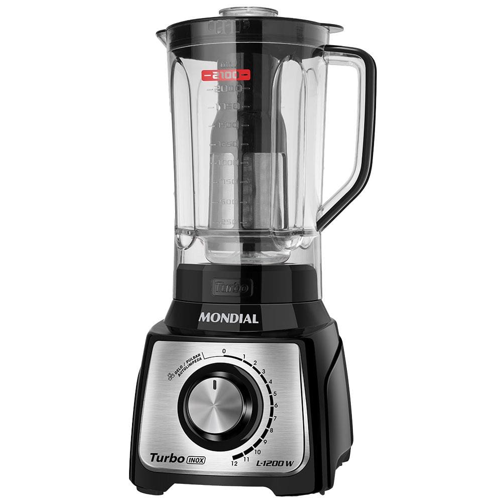 Liquidificador Mondial Turbo Inox L1200 BI Preto/Inox 1200W com 12 Velocidades