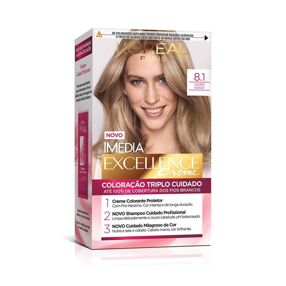 Coloração Imédia Excellence Creme - 8.1 Louro Sueco
