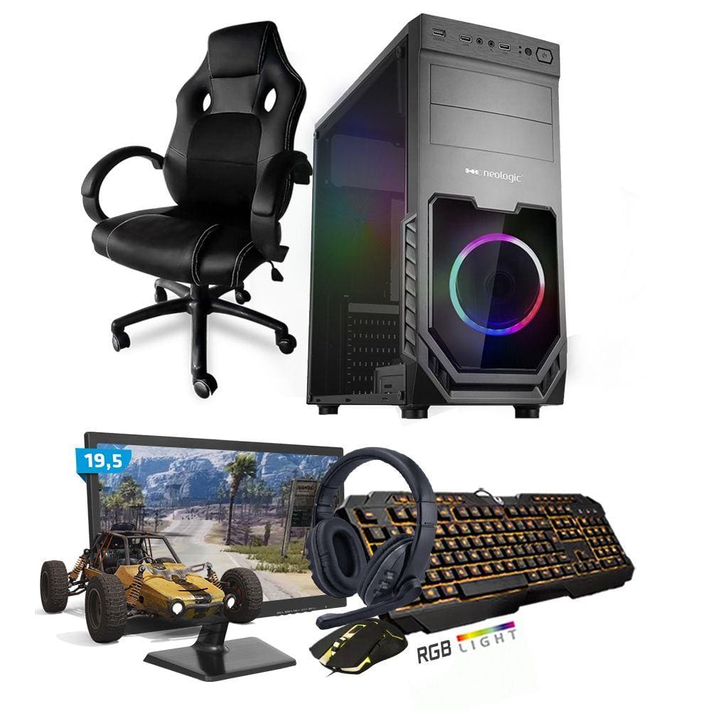 Kit PC Gamer Smart SMT81496 i5 8GB (RX 580 8GB) SSD 480GB + Monitor 19,5 + Cadeira Gamer