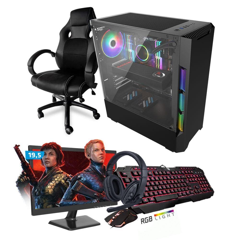 Kit PC Gamer Smart SMT81491 i5 8GB (RX 580 8GB) 1TB + Monitor 19,5 + Cadeira Gamer