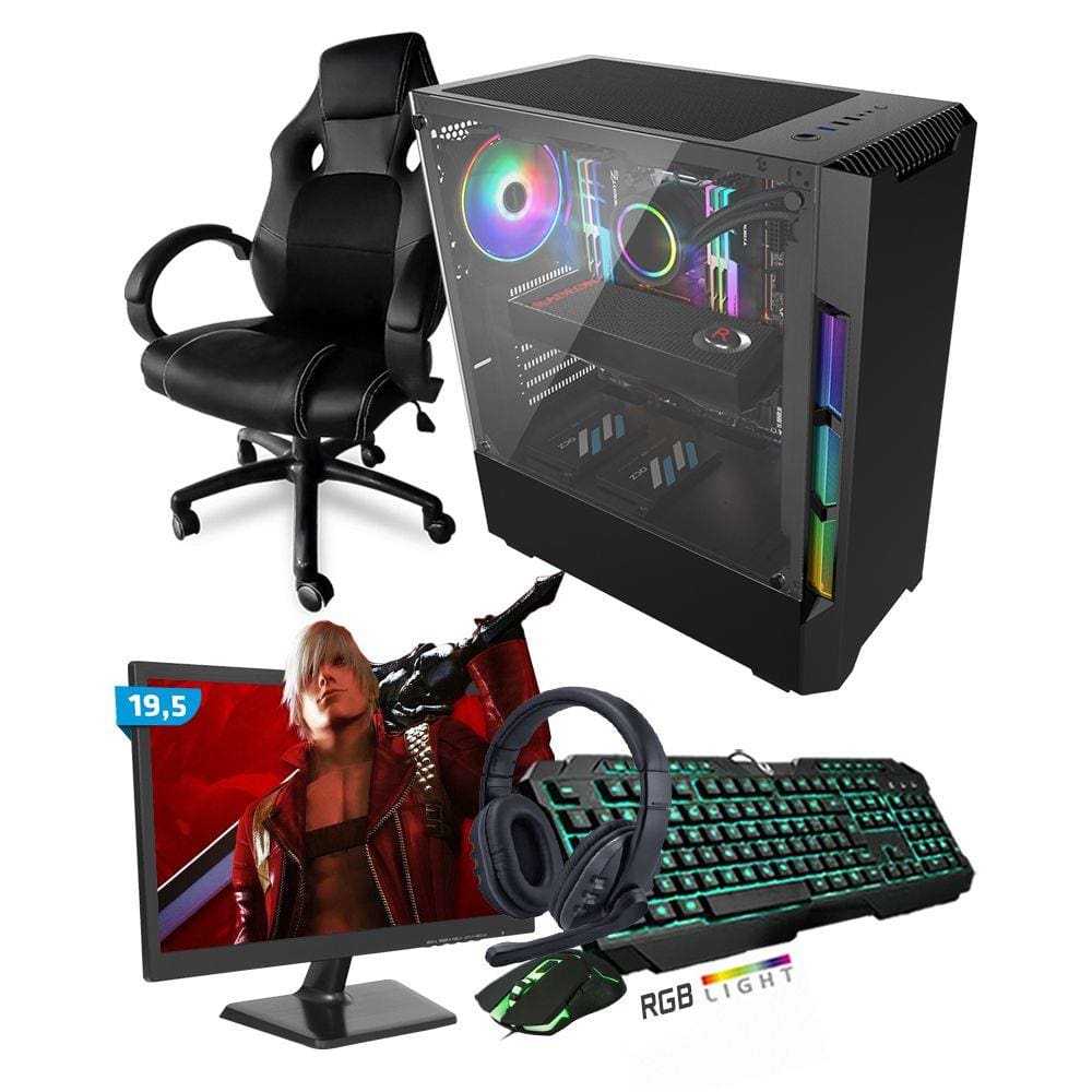 Kit PC Gamer Smart SMT81492 i5 8GB (RX 580 8GB) SSD 240GB + Monitor 19,5 + Cadeira Gamer