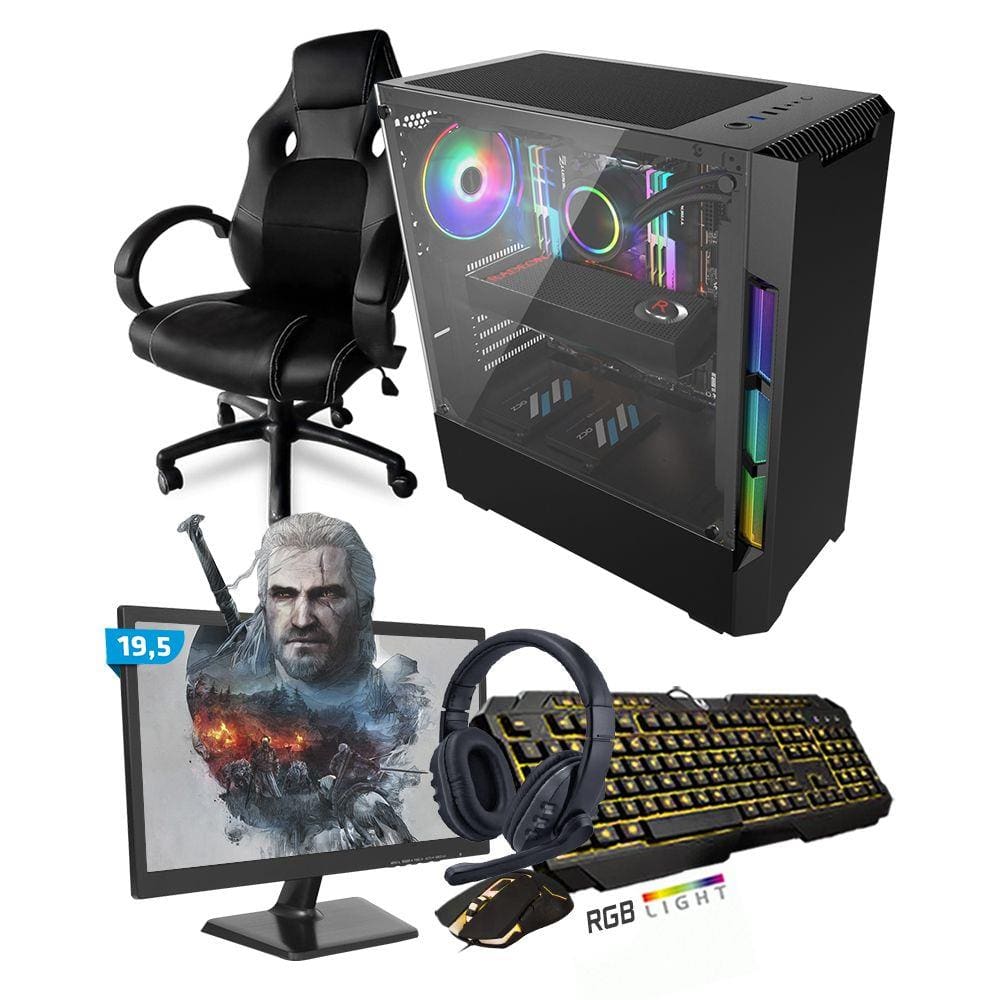 Kit PC Gamer Smart SMT81493 i5 8GB (RX 580 8GB) SSD 480GB + Monitor 19,5 + Cadeira Gamer