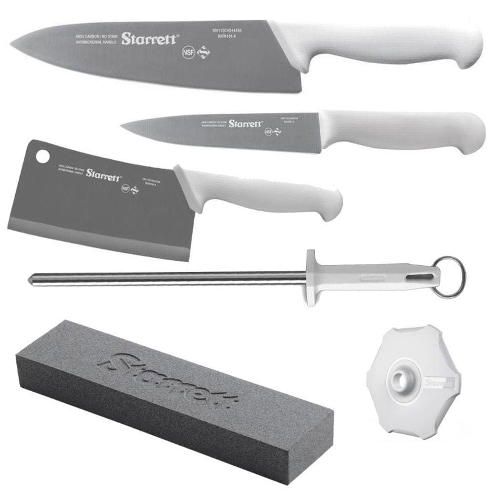 Kit de Facas Chef com Cutelo Branco BKK-6W1 com 6 Peças STARRETT - BRANCO