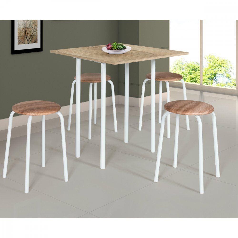 Conjunto Sala de Jantar Mesa Dobrável e 4 Banquetas Expert Ciplafe