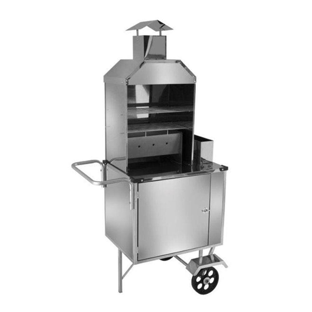 Carrinho Ambulante De Churrasco Inox Rodas Maciças S01m Cefaz