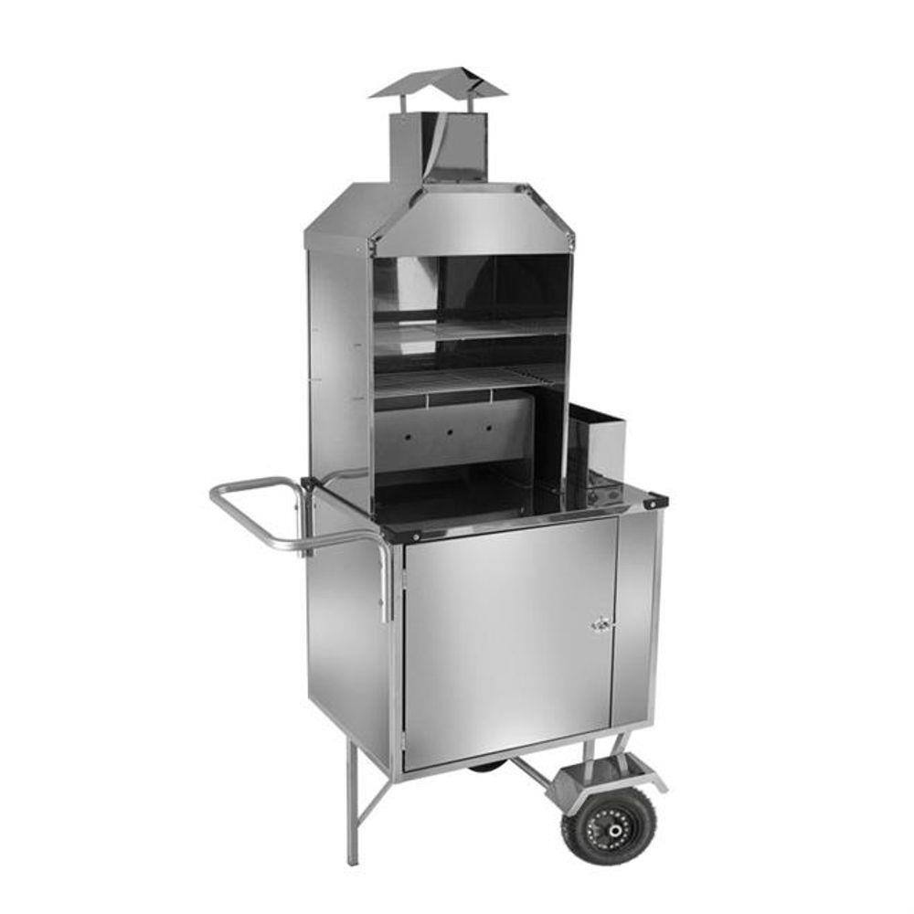 Carrinho Ambulante De Churrasco Inox Rodas Pneumáticas S02p Cefaz