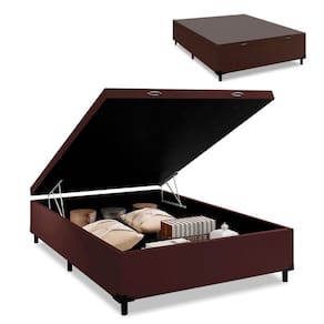 Cama Box com Baú Casal com 41cm de Altura Prince Suede Marrom