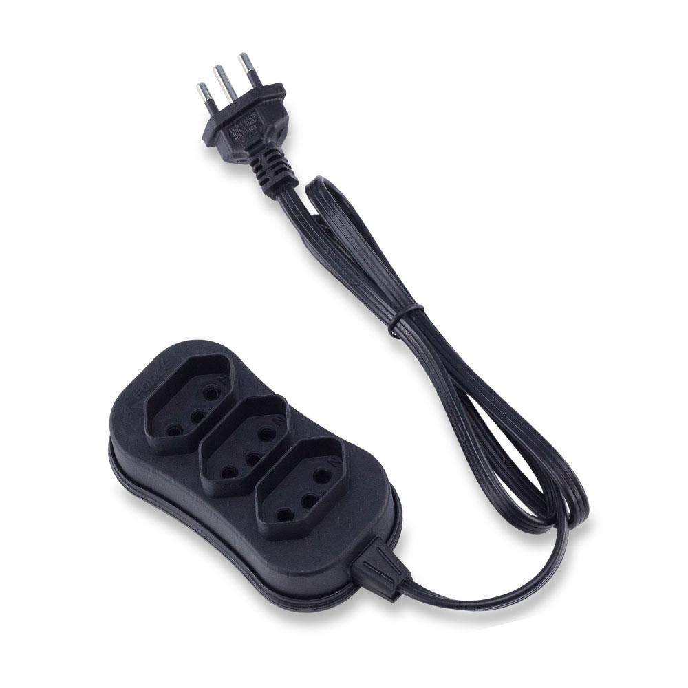 Extensão Tripolar Slim 1 Metro Preto Force Line