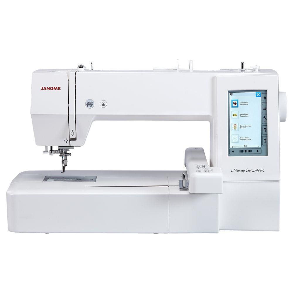 Máquina De Bordar Automática Computadorizada 1 Agulha Janome Mc400E Com 160 Bordados, 3 Fontes De Letra Para Monogramas, Área Máxima 20Cmx20Cm