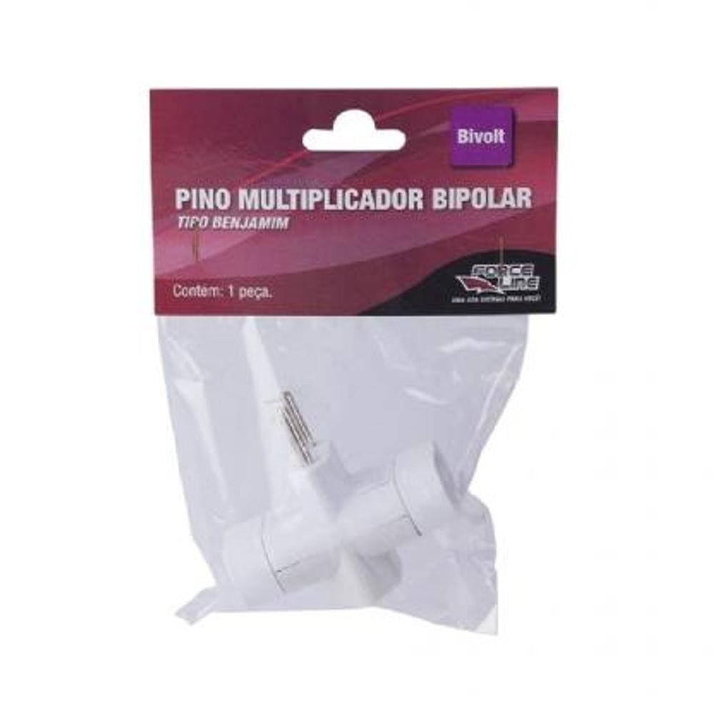 Pino Multiplicador 3 Tomadas Bipolar Branco Force Line