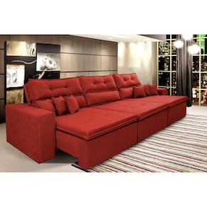 Sofá Cairo 3,82m Retrátil, Reclinável Tecido Suede Azul