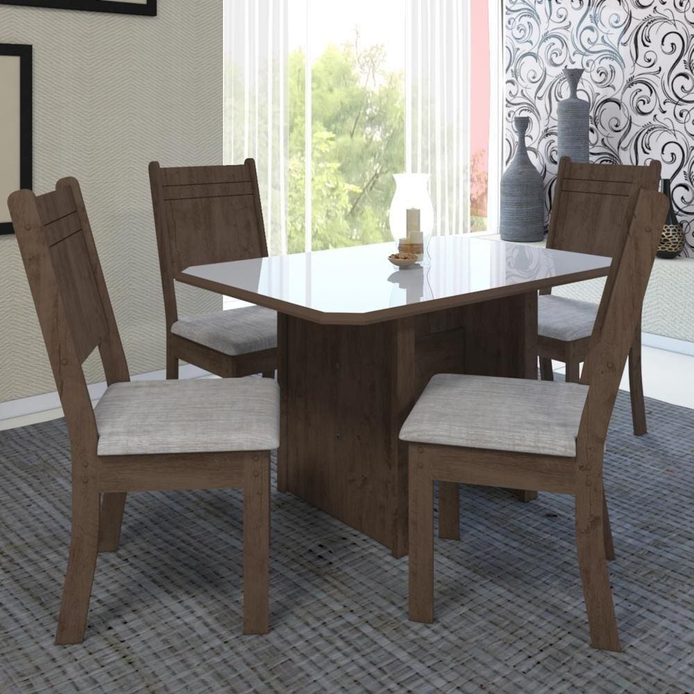 Conjunto Mesa de Jantar 1,20m - 4452 + 4 Cadeiras - LUIZA