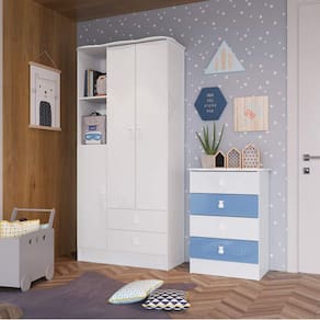 Quarto de Bebê Completo com Guarda Roupa e Cômoda Espresso Móveis
