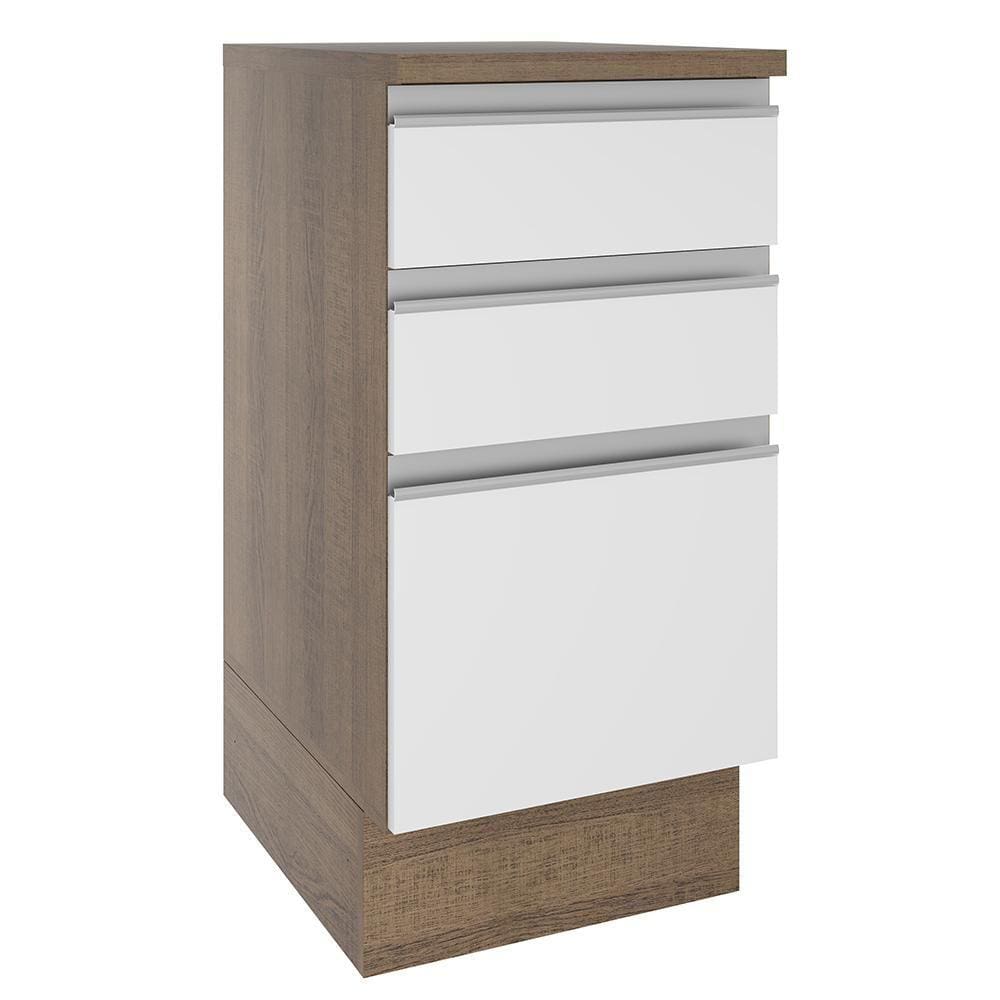 Balcão Madesa Glamy 40 cm 3 Gavetas - Rustic/Branco