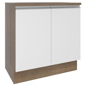 Balcão Madesa Glamy 80 cm 2 Portas - Rustic/Branco