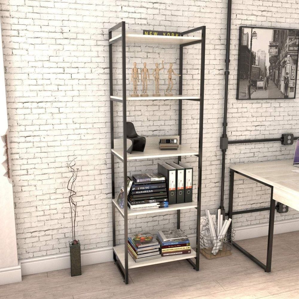 Estante Multiuso 5 Prateleiras 187cmx60cm Industrial Kuadra Compace Snow