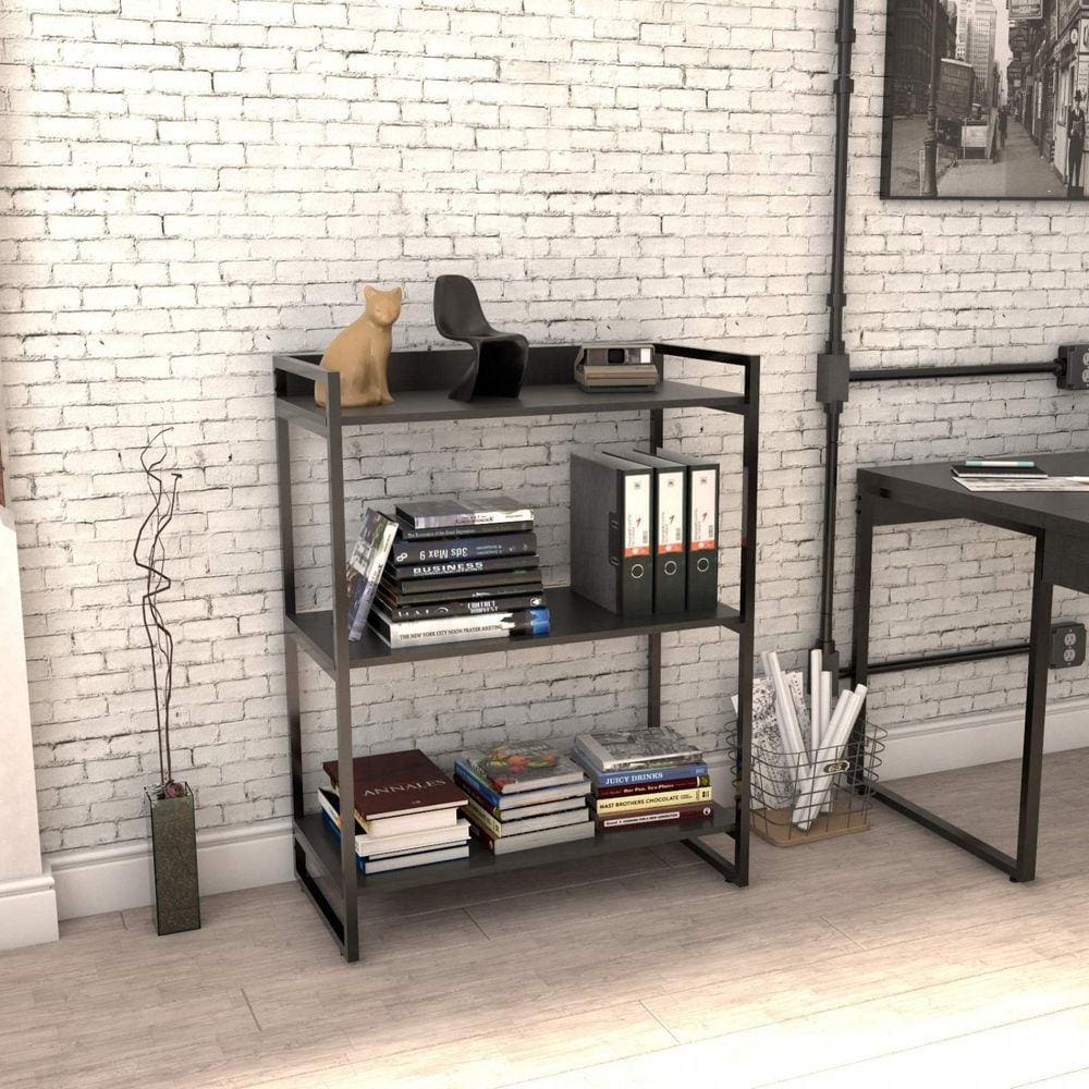 Estante Multiuso 104cmx80cm 3 Prateleiras Kuadra Compace Preto Onix