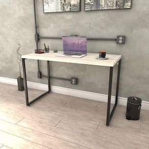 Mesa para Escritório Office Estilo Industrial 120cm Kuadra Compace Snow