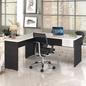 Mesa de Escritório em L 1,60x1,60m com 2 Gavetas Work30 Compace