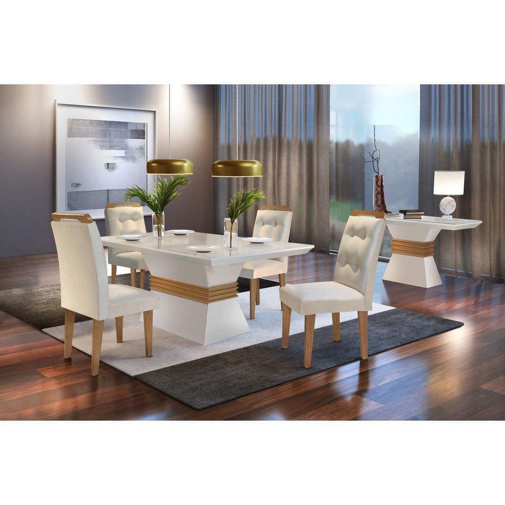 Conjunto Sala de Jantar Mesa Tampo MDF/Vidro e 4 Cadeiras Espanha Yescasa -  Conjunto Sala de Jantar - Magazine Luiza