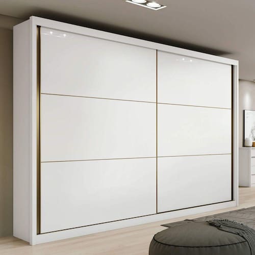 imagem-Guarda Roupa Casal 2 Portas de Correr 6 Gavetas Toronto Plus Móveis Lopas Branco