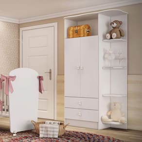 Guarda Roupa de Bebê 2 Portas 2 Gavetas com Cantoneira Baby Móveis Percasa