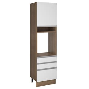 Torre Quente Madesa Glamy 60 cm 1 Porta 3 Gavetas - Rustic/Branco