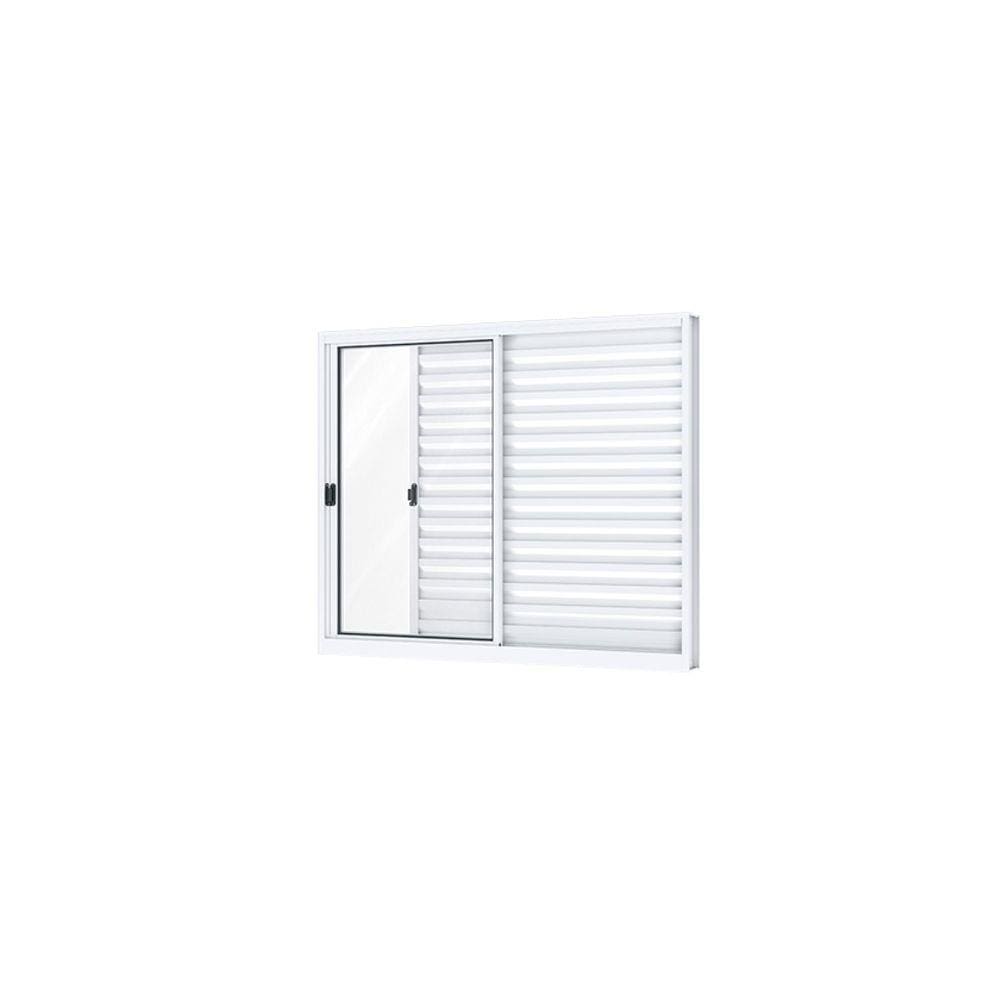 Janela Veneziana de Correr Alumínio 3 Folhas Riobras 100cmx100cm Branco