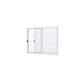 Janela Veneziana de Correr Alumínio 3 Folhas Riobras  100cmx100cm Branco