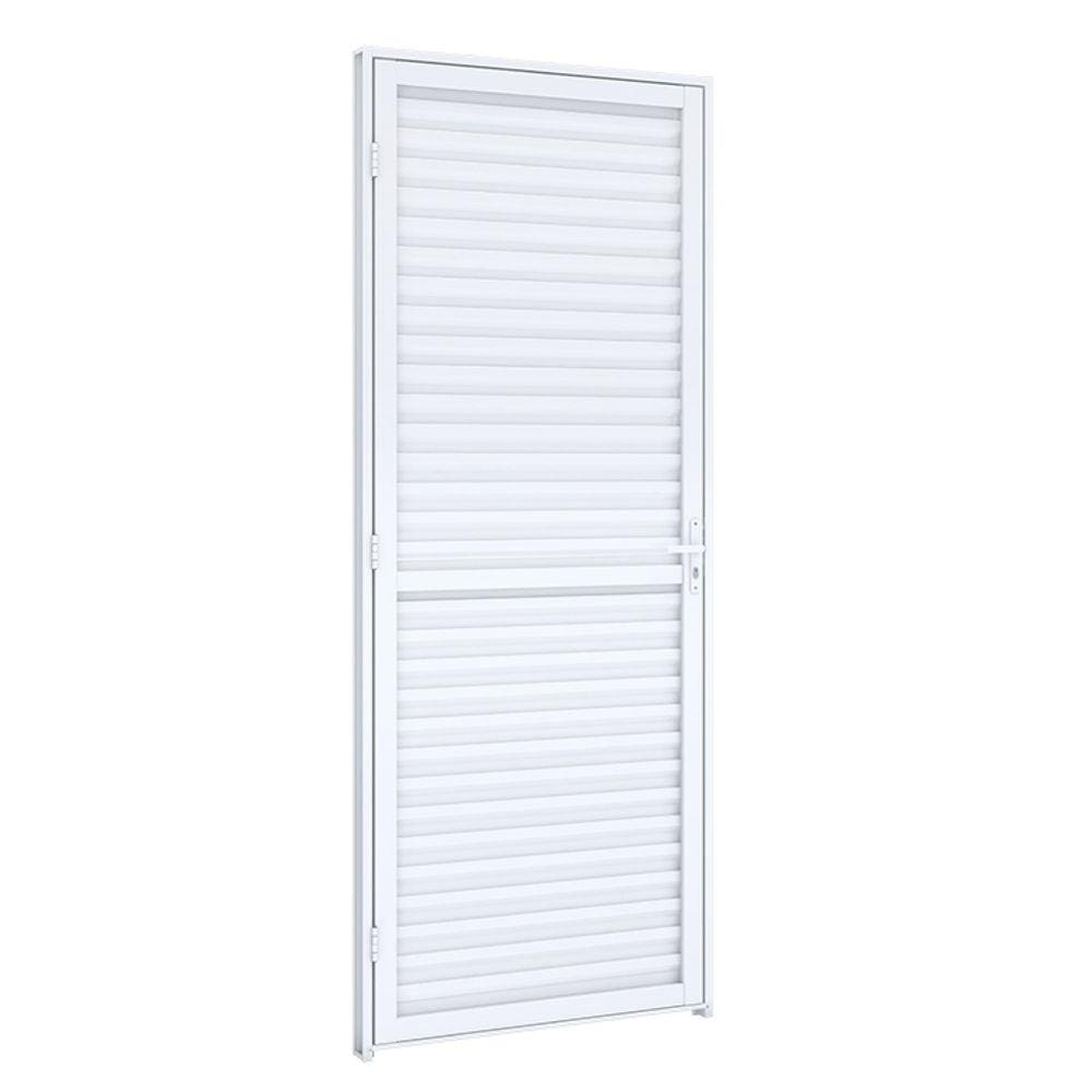 Porta de Giro Natural de Alumínio Laminada Riobras Alumínio  215cmx75cm Branco