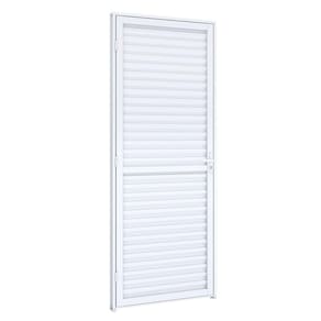 Porta de Giro Natural de Alumínio Laminada Riobras Alumínio 215cmx85cm Branco