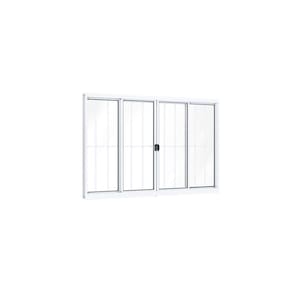 Janela de Correr Alumínio 4 Folhas com Grade Riobras 100cm x 120cm Branco
