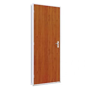 Porta de Giro com Batente em Aço e Folha Mogno Riobras Pronta 215cmx75cm Branco