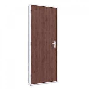 Porta de Giro com Batente em Aço e Folha Tabaco Riobras Pronta 215cmx85cm Branco