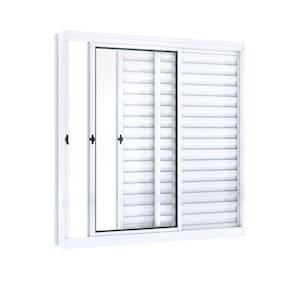 Janela de Correr Aço Veneziana 3 Folhas Riobras  100cmx120cm Branco