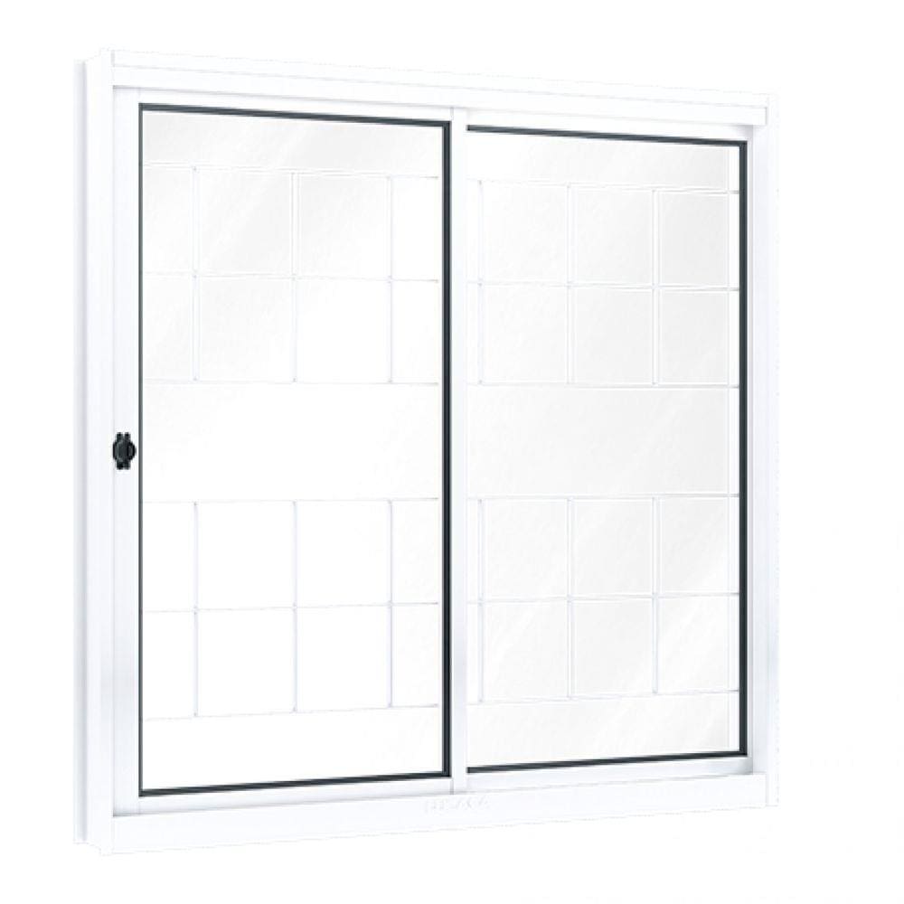 Janela de Correr Aço 2 Folhas com Grade Quadrada Riobras 100cmx100cm Branco