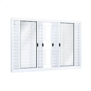 Janela de Correr Aço Veneziana 6 Folhas com Grade Mosaico Riobras 100cmx200cm Branco