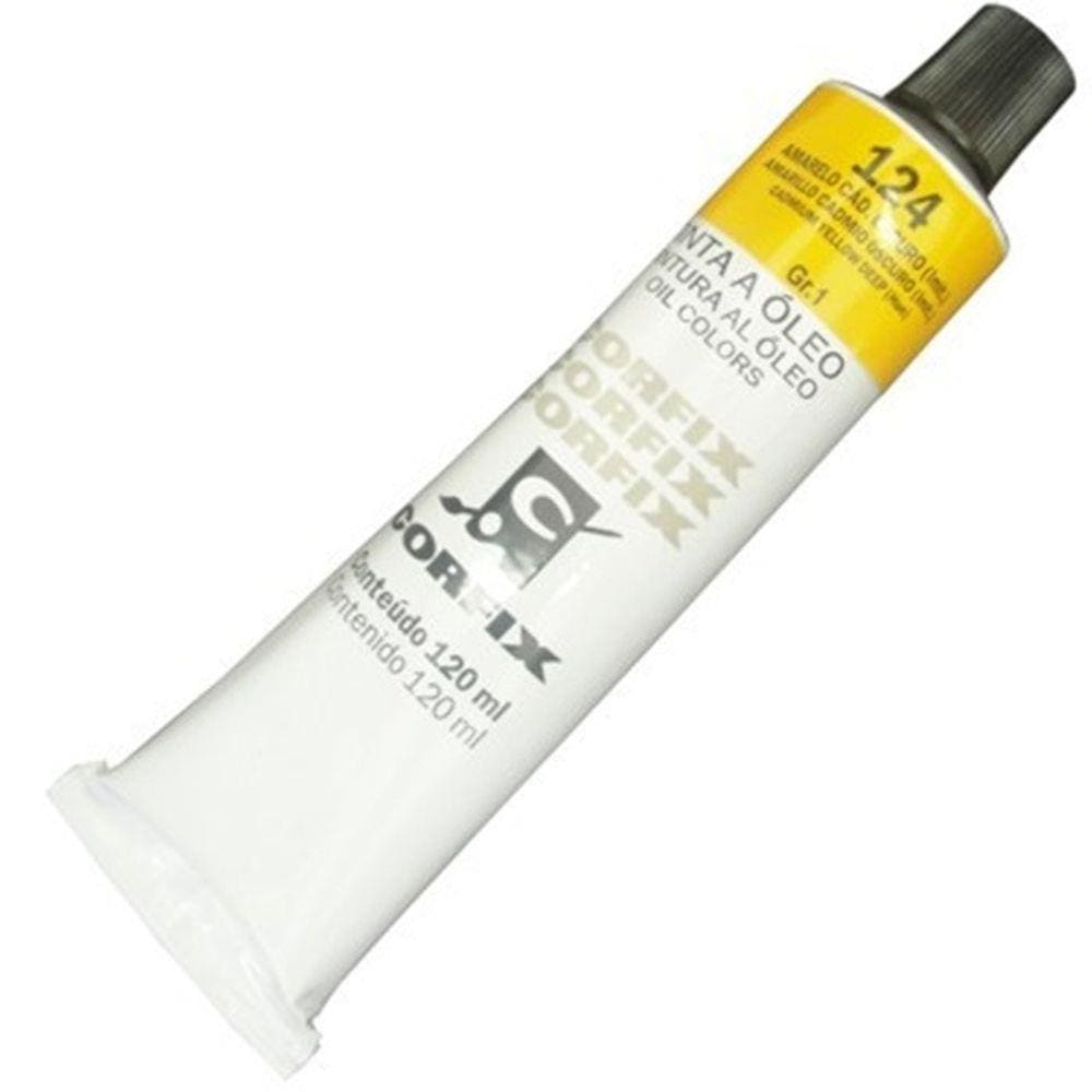 Tinta a Óleo Corfix 120ml 124 Amarelo Cádmio Escuro G1