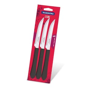 Faca Churrasco 4 c/3 pçs Preta Leme Tramontina 23180/304