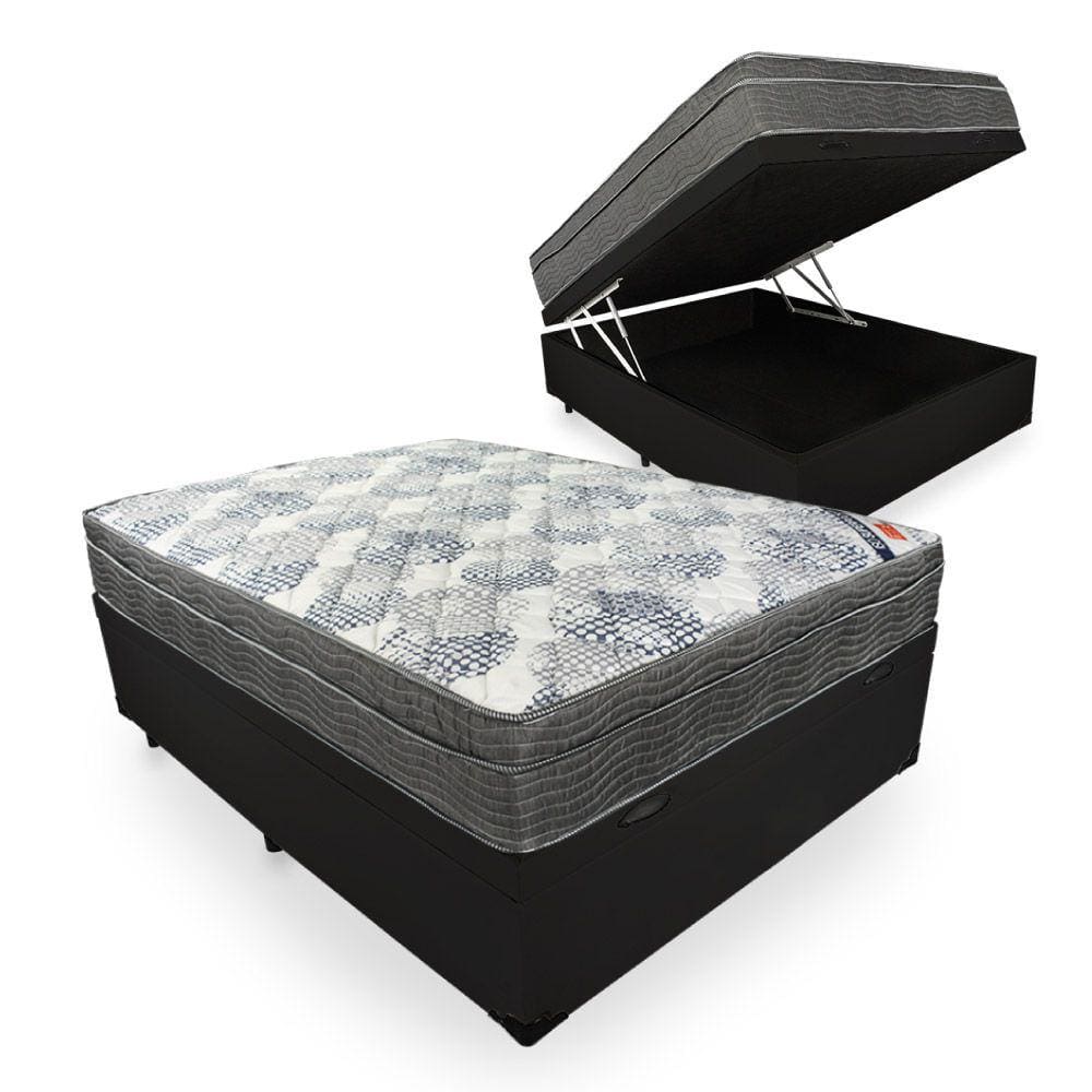 Cama Box Com Baú Viúva + Colchão De Molas Ensacadas - Ortobom - ISO SuperPocket - 128x188x67cm