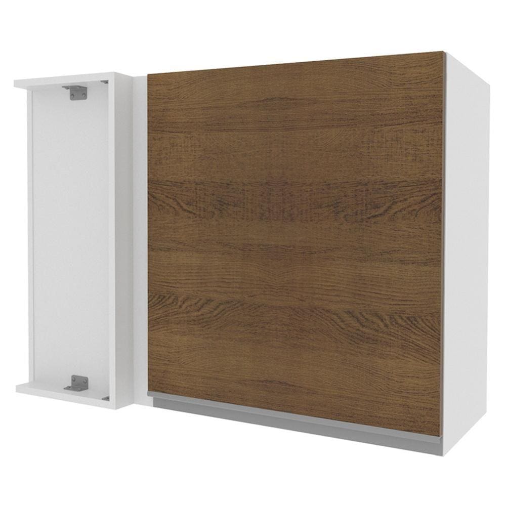 Armário Aéreo de Canto Madesa Acordes 100% MDF 1 Porta - Branco/Rustic