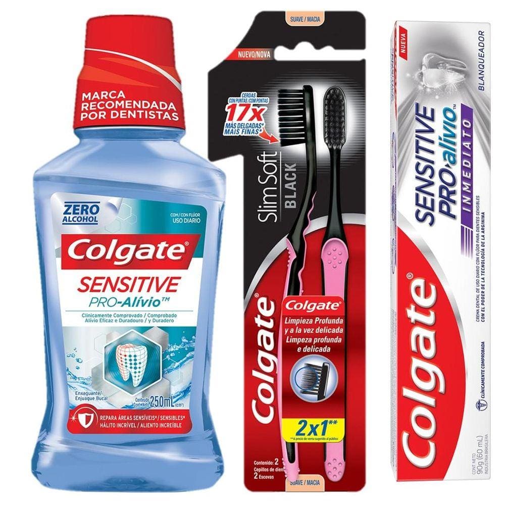 Kit Colgate: 1 Creme Dental + 1 Enxaguante Bucal + Escova Dental