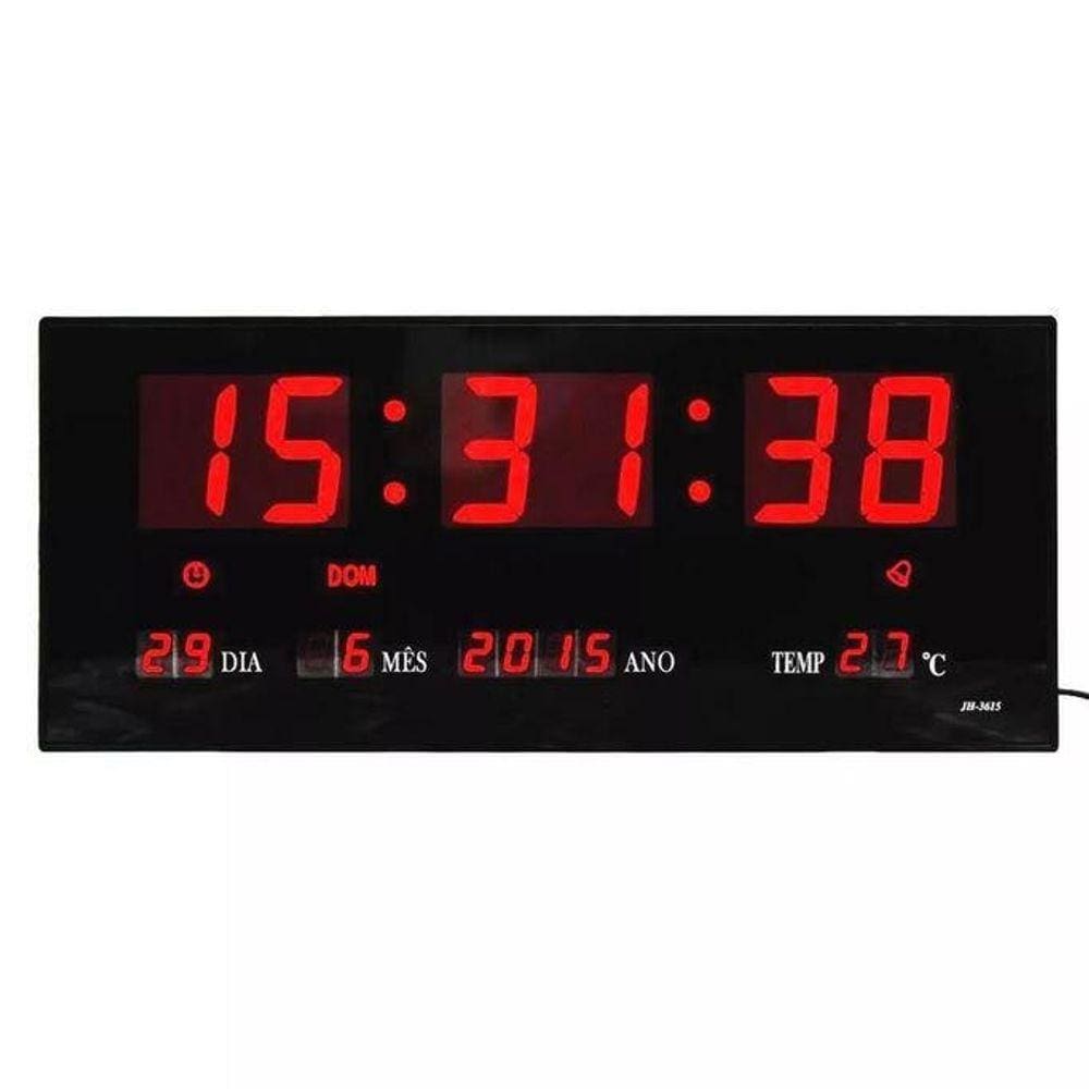 Relógio Parede Digital Led Grande Data Mês E Ano Temper 36Cm