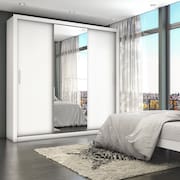 Guarda-Roupa Casal 4 Espelhos 3 Portas de Correr 4 Gavetas Max Plus Espresso Móveis Branco Espresso Móveis