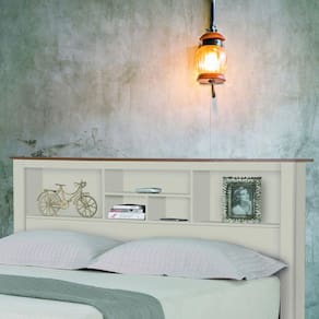 Cabeceira Casal Box Havana Tebarrot Off White/ Madeira