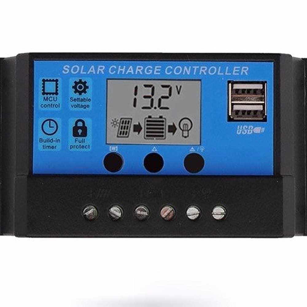 Controlador Carga Painel Solar 10A 12V E 24V Lcd 2 Usb