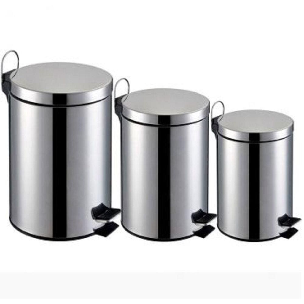 Kit Lixeira de Inox 12 Litros, 5 Litros, 3 Litros com Pedal